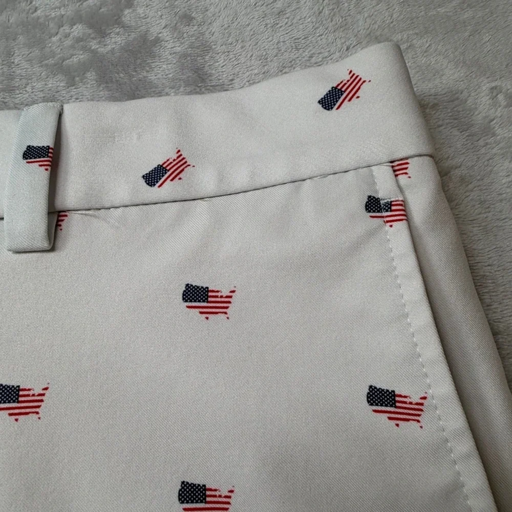 Walter Hagen 11 Majors Mens Golf Shorts White American Flag Print Size 42